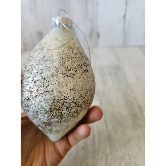 Speckled brown white teardrop ornament glass Xmas tree - Picture 4 of 8
